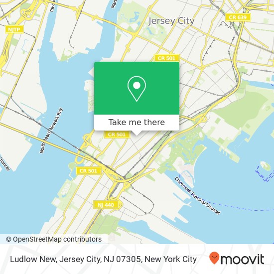 Mapa de Ludlow New, Jersey City, NJ 07305