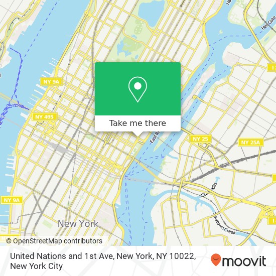 Mapa de United Nations and 1st Ave, New York, NY 10022