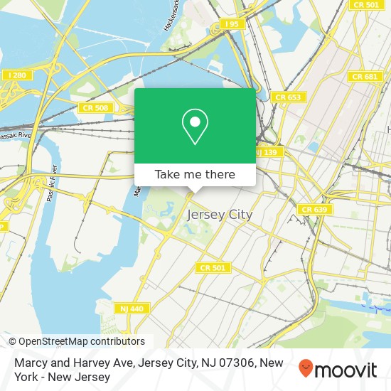Mapa de Marcy and Harvey Ave, Jersey City, NJ 07306