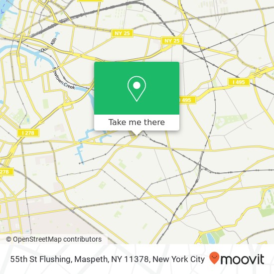 Mapa de 55th St Flushing, Maspeth, NY 11378