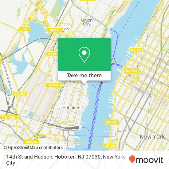 Mapa de 14th St and Hudson, Hoboken, NJ 07030