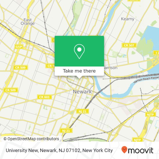 Mapa de University New, Newark, NJ 07102
