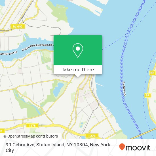 Mapa de 99 Cebra Ave, Staten Island, NY 10304