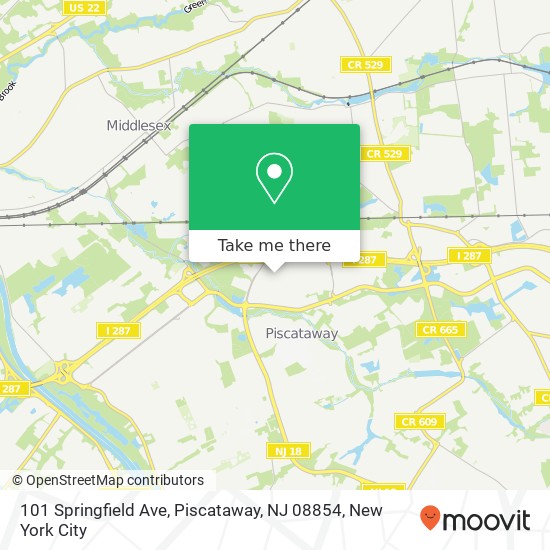 Mapa de 101 Springfield Ave, Piscataway, NJ 08854