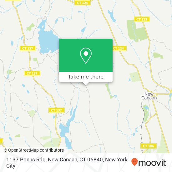 Mapa de 1137 Ponus Rdg, New Canaan, CT 06840