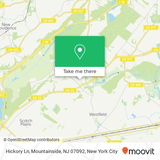 Hickory Ln, Mountainside, NJ 07092 map