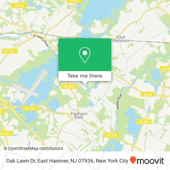 Mapa de Oak Lawn Dr, East Hanover, NJ 07936