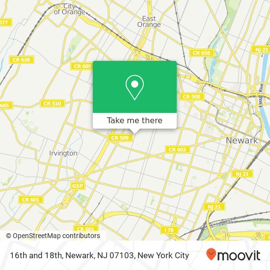 Mapa de 16th and 18th, Newark, NJ 07103