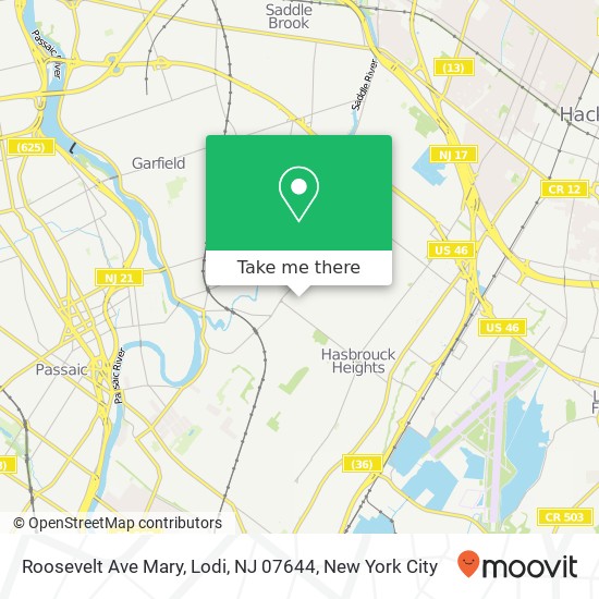 Mapa de Roosevelt Ave Mary, Lodi, NJ 07644