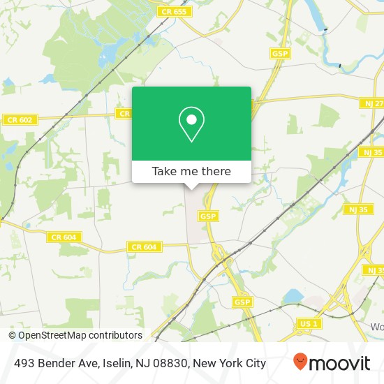 Mapa de 493 Bender Ave, Iselin, NJ 08830