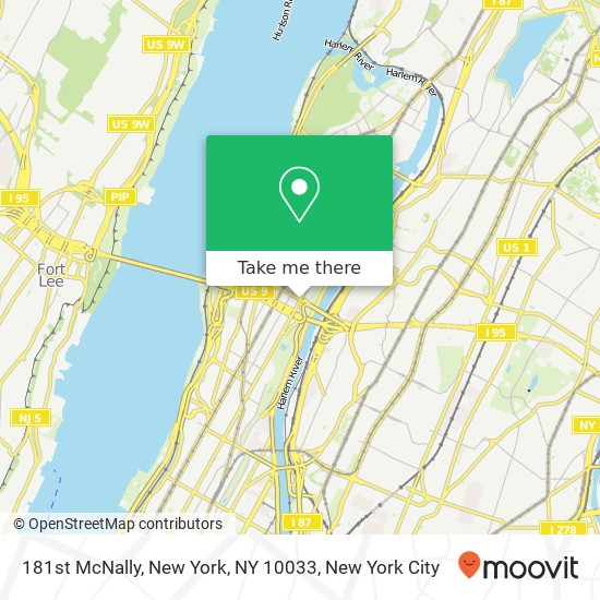 Mapa de 181st McNally, New York, NY 10033