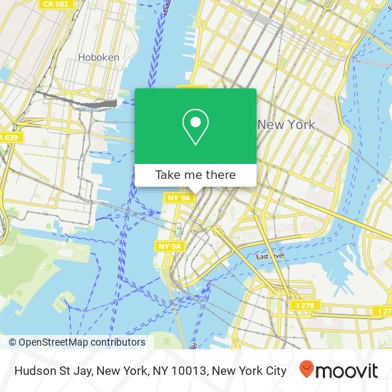 Hudson St Jay, New York, NY 10013 map