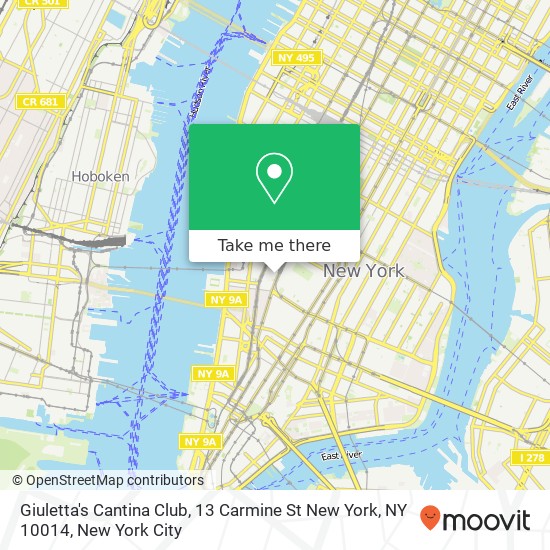 Giuletta's Cantina Club, 13 Carmine St New York, NY 10014 map