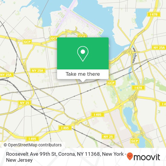 Mapa de Roosevelt Ave 99th St, Corona, NY 11368