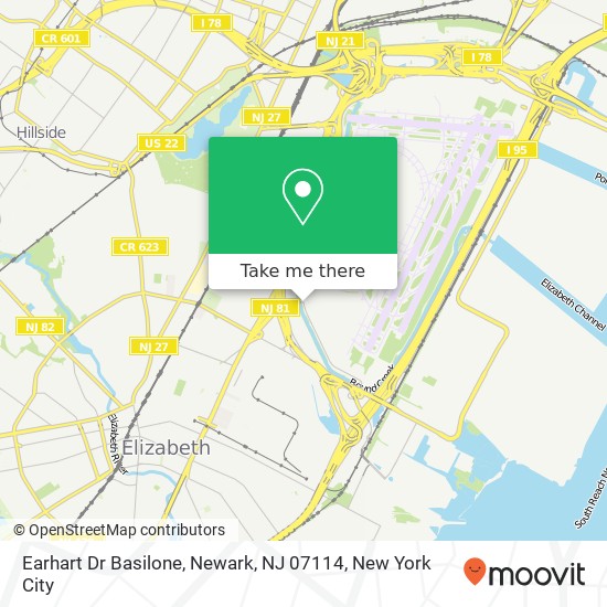 Mapa de Earhart Dr Basilone, Newark, NJ 07114