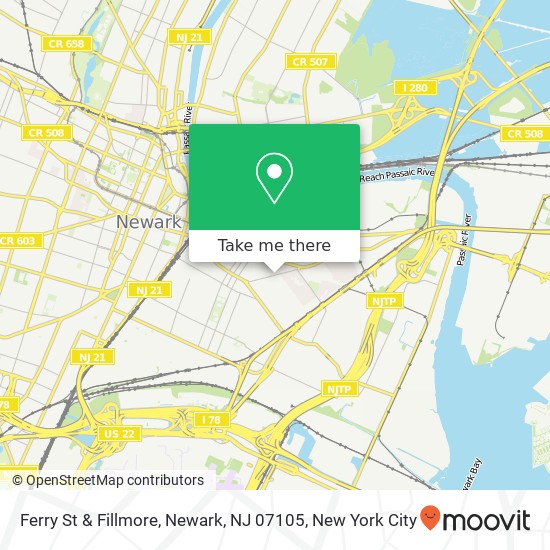 Mapa de Ferry St & Fillmore, Newark, NJ 07105