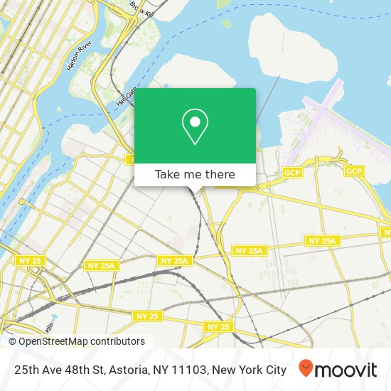 Mapa de 25th Ave 48th St, Astoria, NY 11103