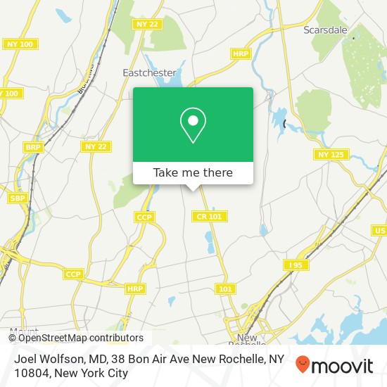 Mapa de Joel Wolfson, MD, 38 Bon Air Ave New Rochelle, NY 10804