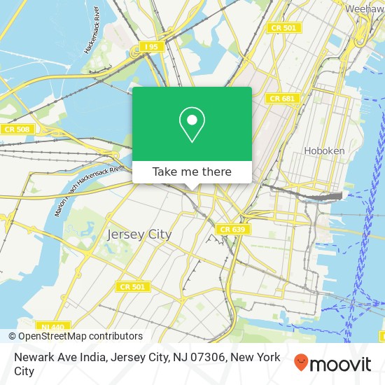 Mapa de Newark Ave India, Jersey City, NJ 07306