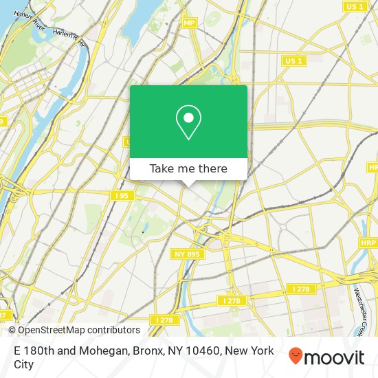 Mapa de E 180th and Mohegan, Bronx, NY 10460
