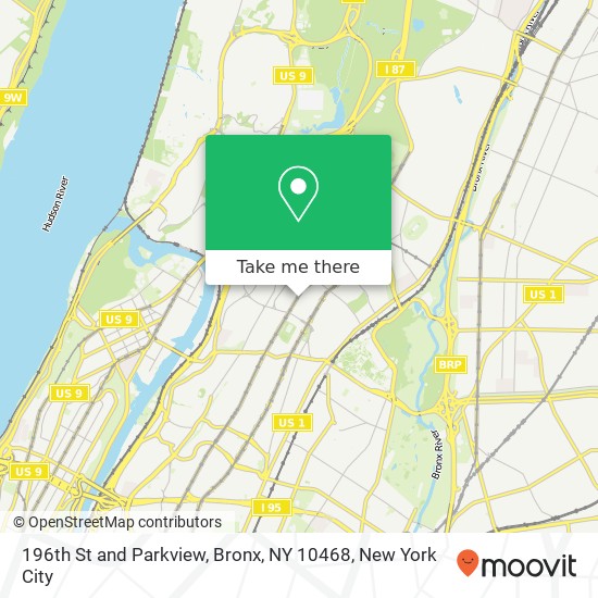 196th St and Parkview, Bronx, NY 10468 map