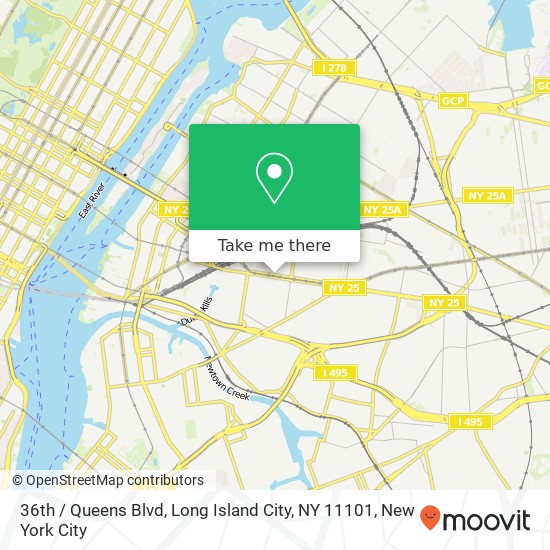 Mapa de 36th / Queens Blvd, Long Island City, NY 11101