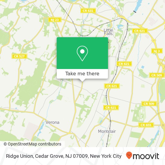 Mapa de Ridge Union, Cedar Grove, NJ 07009