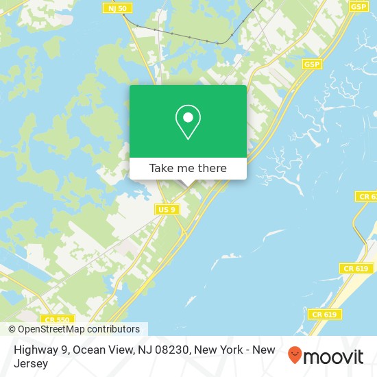 Mapa de Highway 9, Ocean View, NJ 08230