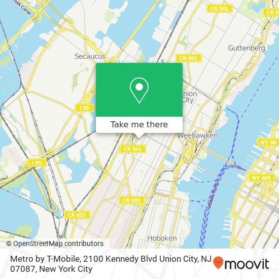 Mapa de Metro by T-Mobile, 2100 Kennedy Blvd Union City, NJ 07087