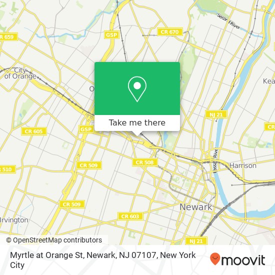 Mapa de Myrtle at Orange St, Newark, NJ 07107
