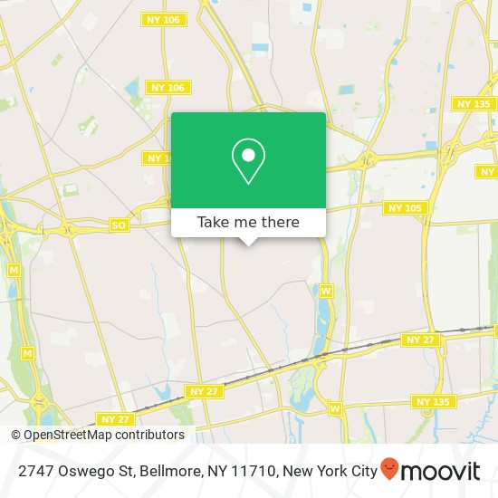 Mapa de 2747 Oswego St, Bellmore, NY 11710