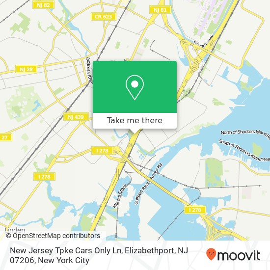 Mapa de New Jersey Tpke Cars Only Ln, Elizabethport, NJ 07206