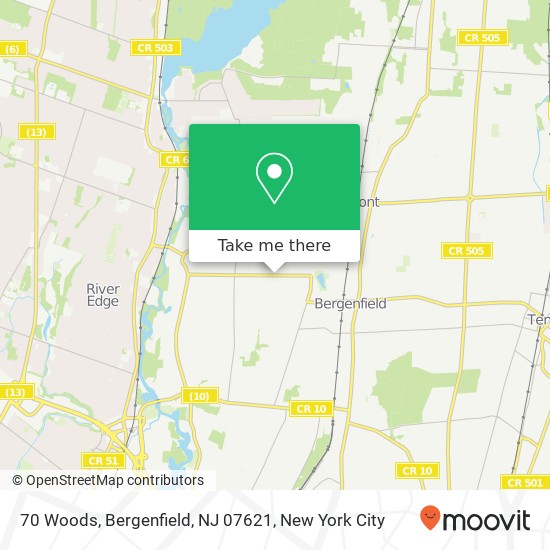 Mapa de 70 Woods, Bergenfield, NJ 07621
