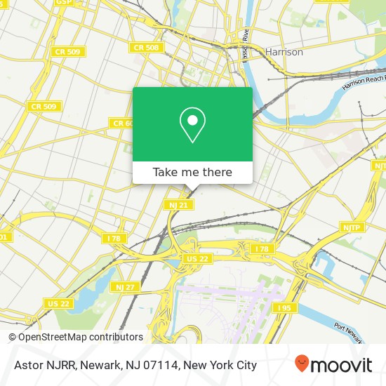 Mapa de Astor NJRR, Newark, NJ 07114