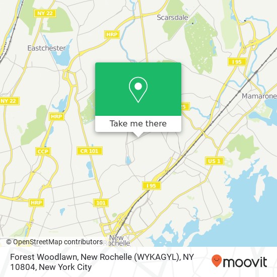 Mapa de Forest Woodlawn, New Rochelle (WYKAGYL), NY 10804