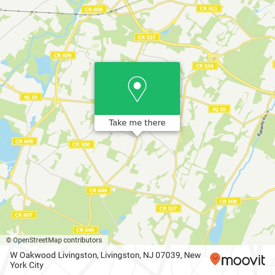 Mapa de W Oakwood Livingston, Livingston, NJ 07039