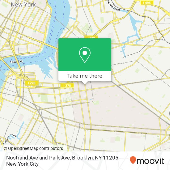 Mapa de Nostrand Ave and Park Ave, Brooklyn, NY 11205