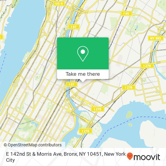 Mapa de E 142nd St & Morris Ave, Bronx, NY 10451
