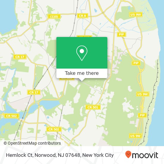 Mapa de Hemlock Ct, Norwood, NJ 07648