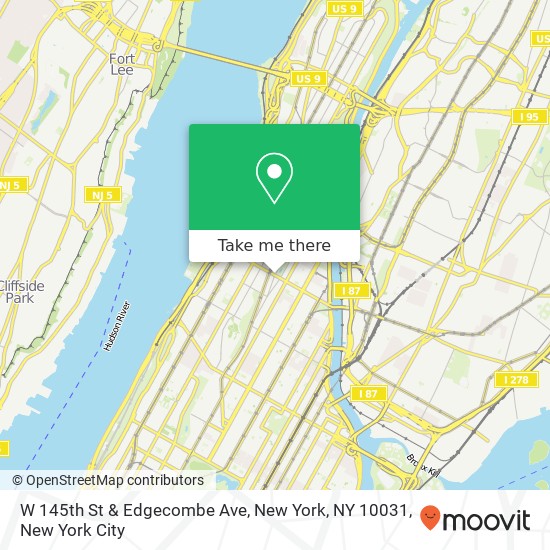 Mapa de W 145th St & Edgecombe Ave, New York, NY 10031