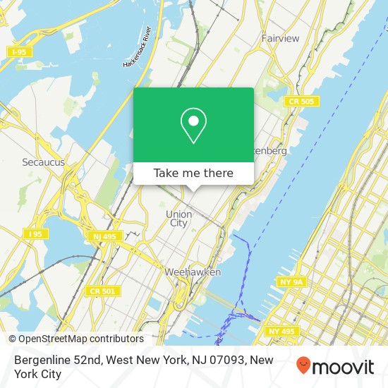 Mapa de Bergenline 52nd, West New York, NJ 07093