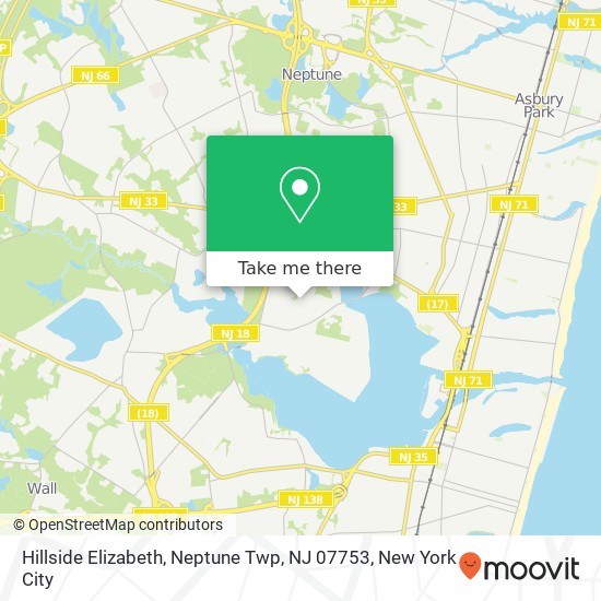 Mapa de Hillside Elizabeth, Neptune Twp, NJ 07753