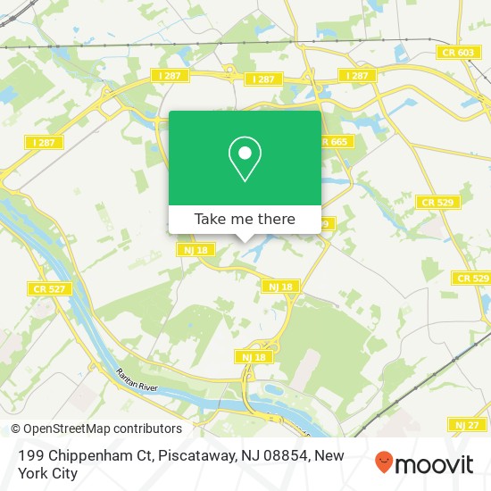 Mapa de 199 Chippenham Ct, Piscataway, NJ 08854