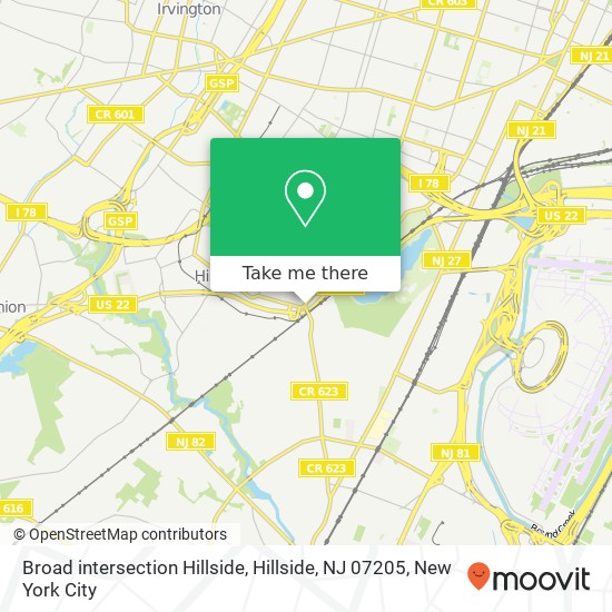 Broad intersection Hillside, Hillside, NJ 07205 map