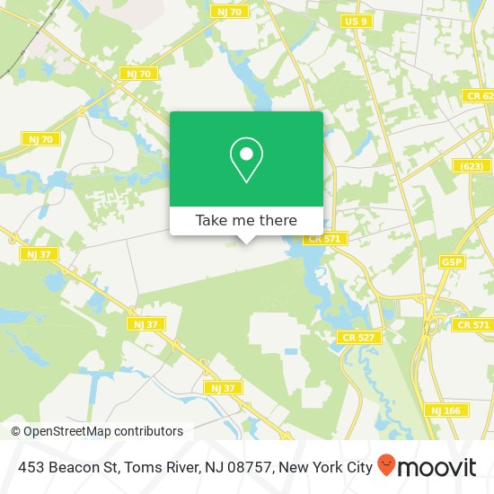 Mapa de 453 Beacon St, Toms River, NJ 08757