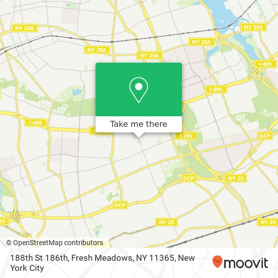 Mapa de 188th St 186th, Fresh Meadows, NY 11365