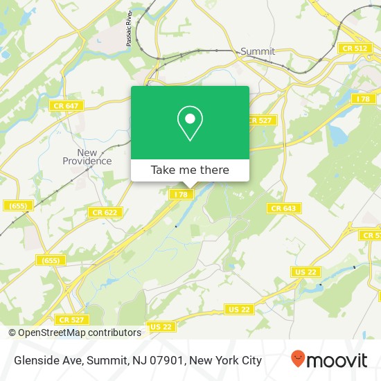 Glenside Ave, Summit, NJ 07901 map