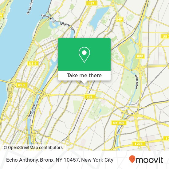 Mapa de Echo Anthony, Bronx, NY 10457