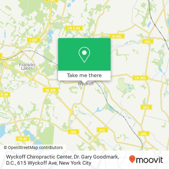 Mapa de Wyckoff Chiropractic Center, Dr. Gary Goodmark, D.C., 615 Wyckoff Ave