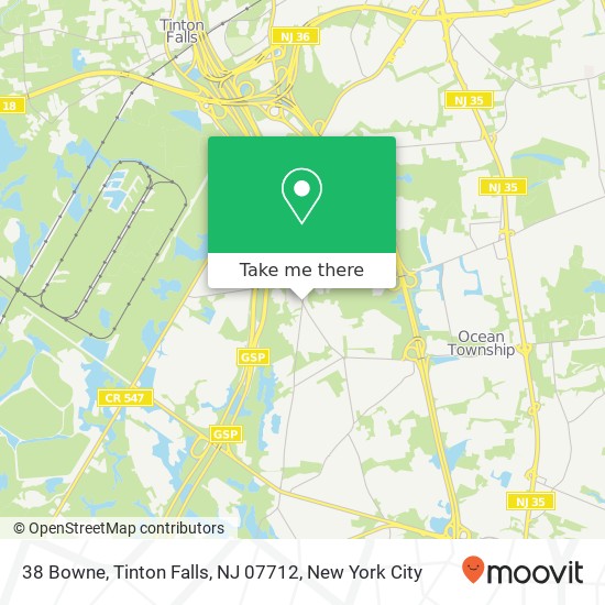 Mapa de 38 Bowne, Tinton Falls, NJ 07712